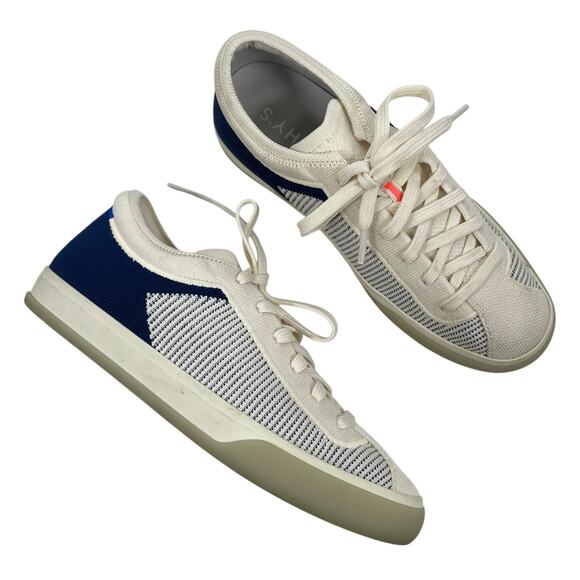 Rothy's The Lace Up Sneaker Knit Fabric Navy Orange Size 7 Limited Edition